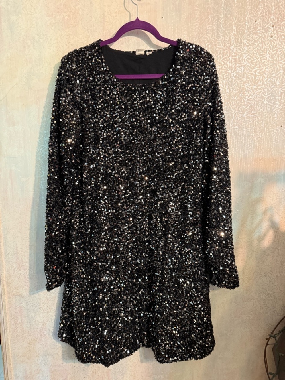 GAP Black Sequin Swing Dress, Large Tall, Evening Out, Little‎ Black Dress